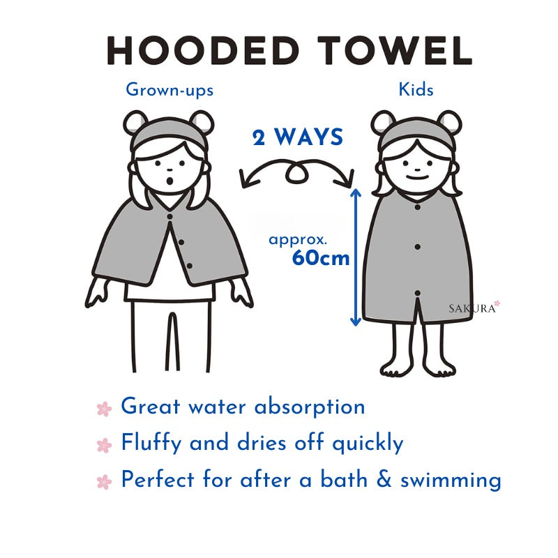 CB Japan Carari Zooie Animal Super Soft Hooded Wrap Towel - Polar Bear