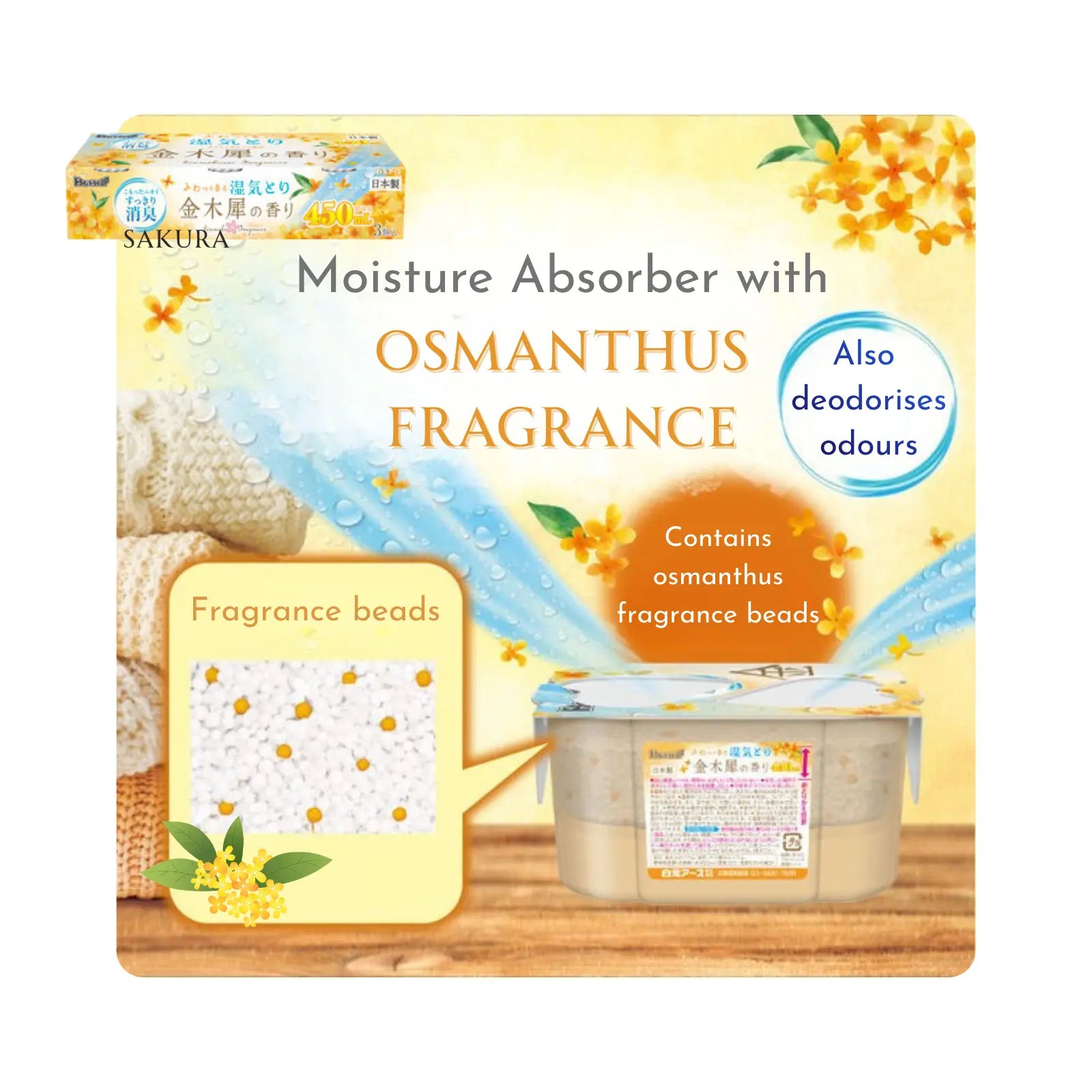 EARTH Dry & Dry Up Moisture Absorber 450ml x3pcs Set - Osmanthus Scent