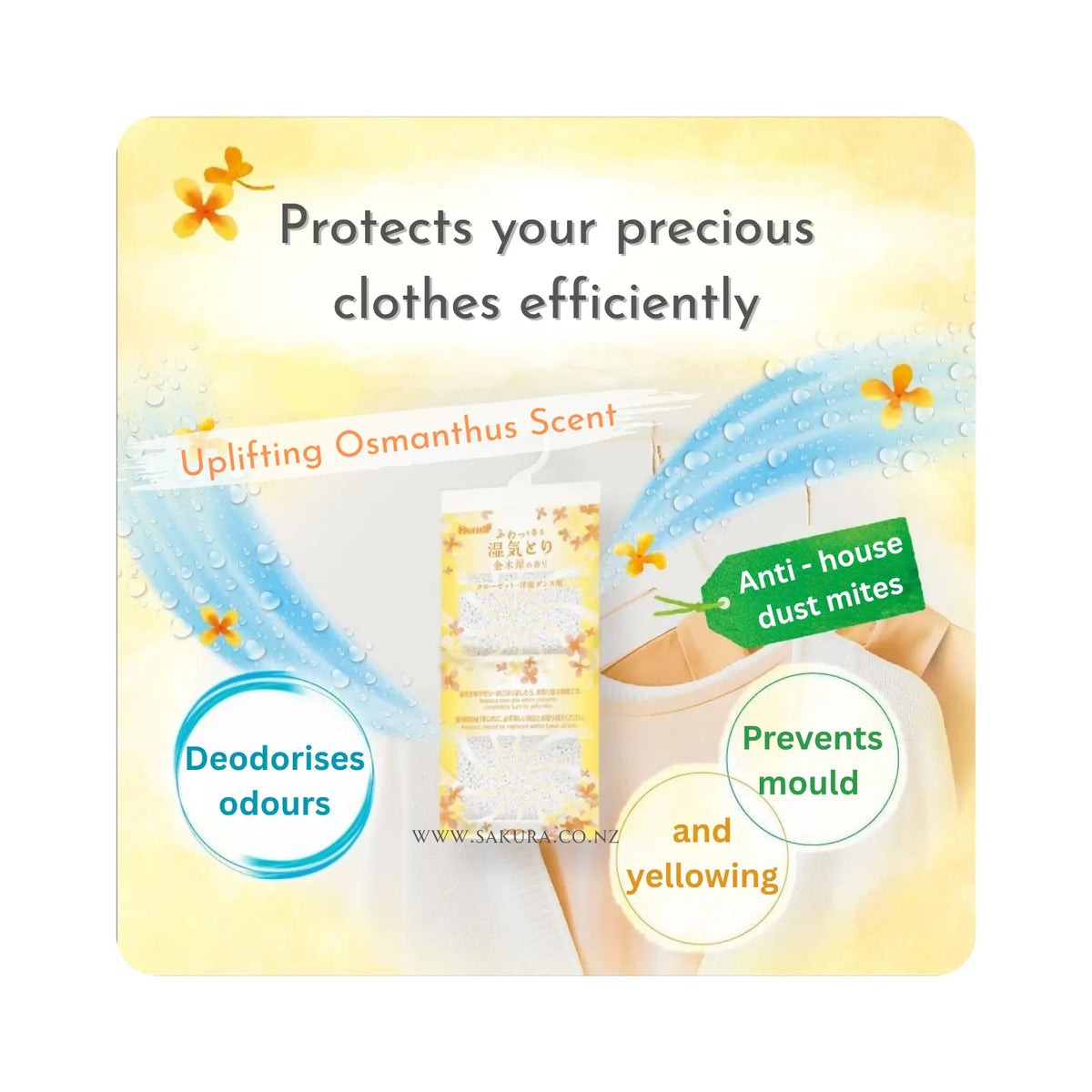 EARTH Dry & Dry Up Moisture Absorber for Closets 4pcs - Osmanthus Scent