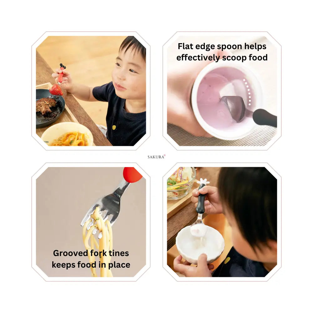 Edison Kids Fork & Spoon Set (18months+) Black&Red