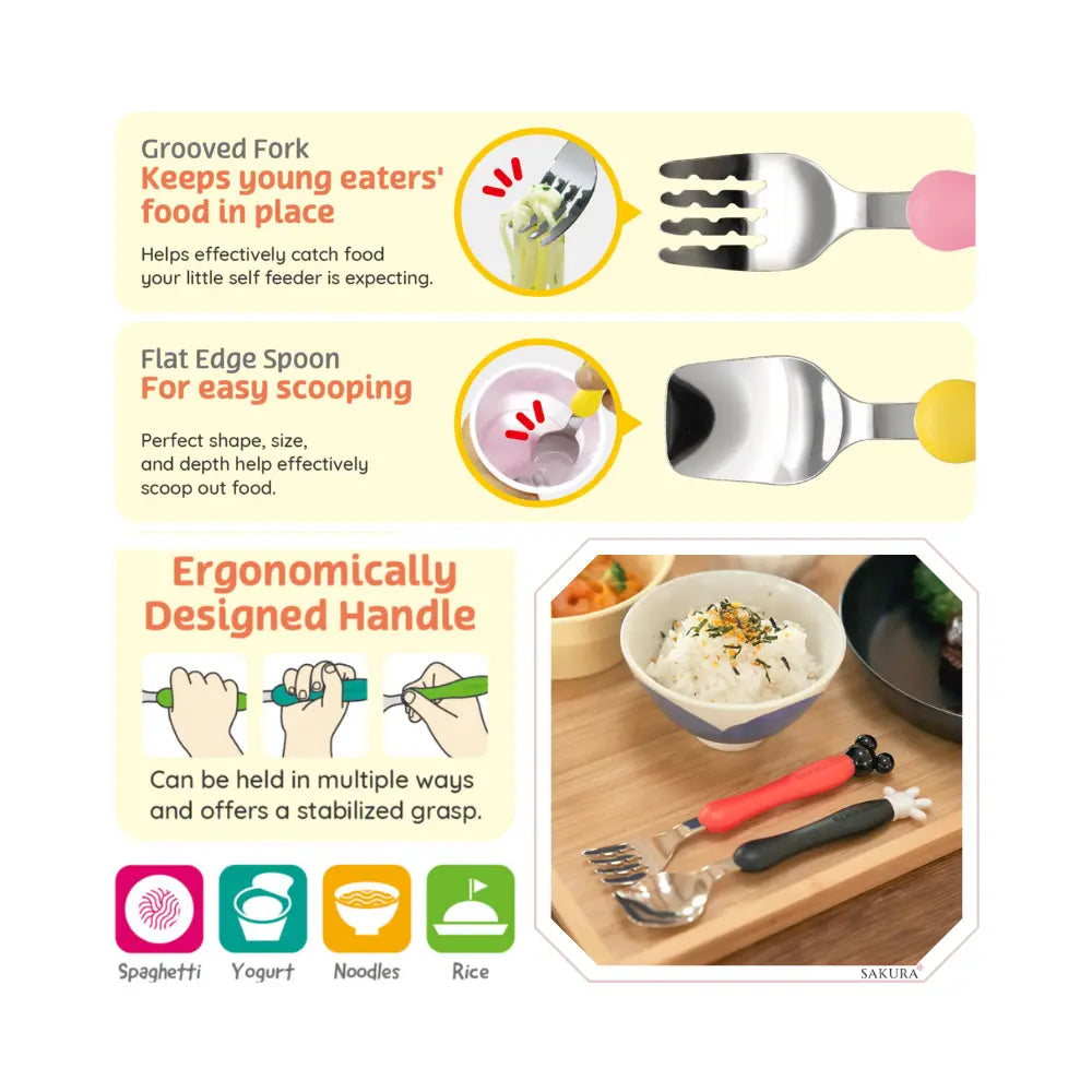 Edison Kids Fork & Spoon Set (18months+) Black&Red