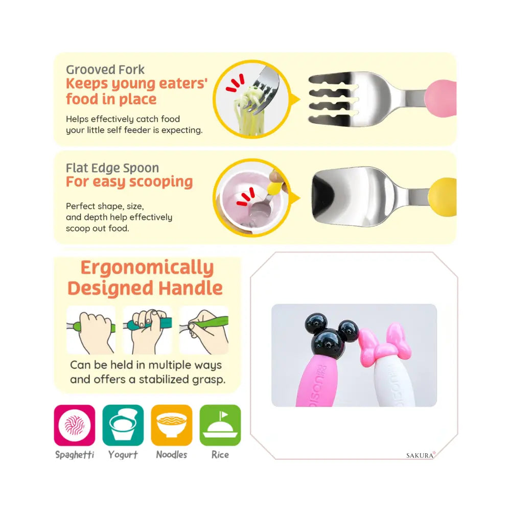 Edison Kids Fork & Spoon Set (18months+) Pink