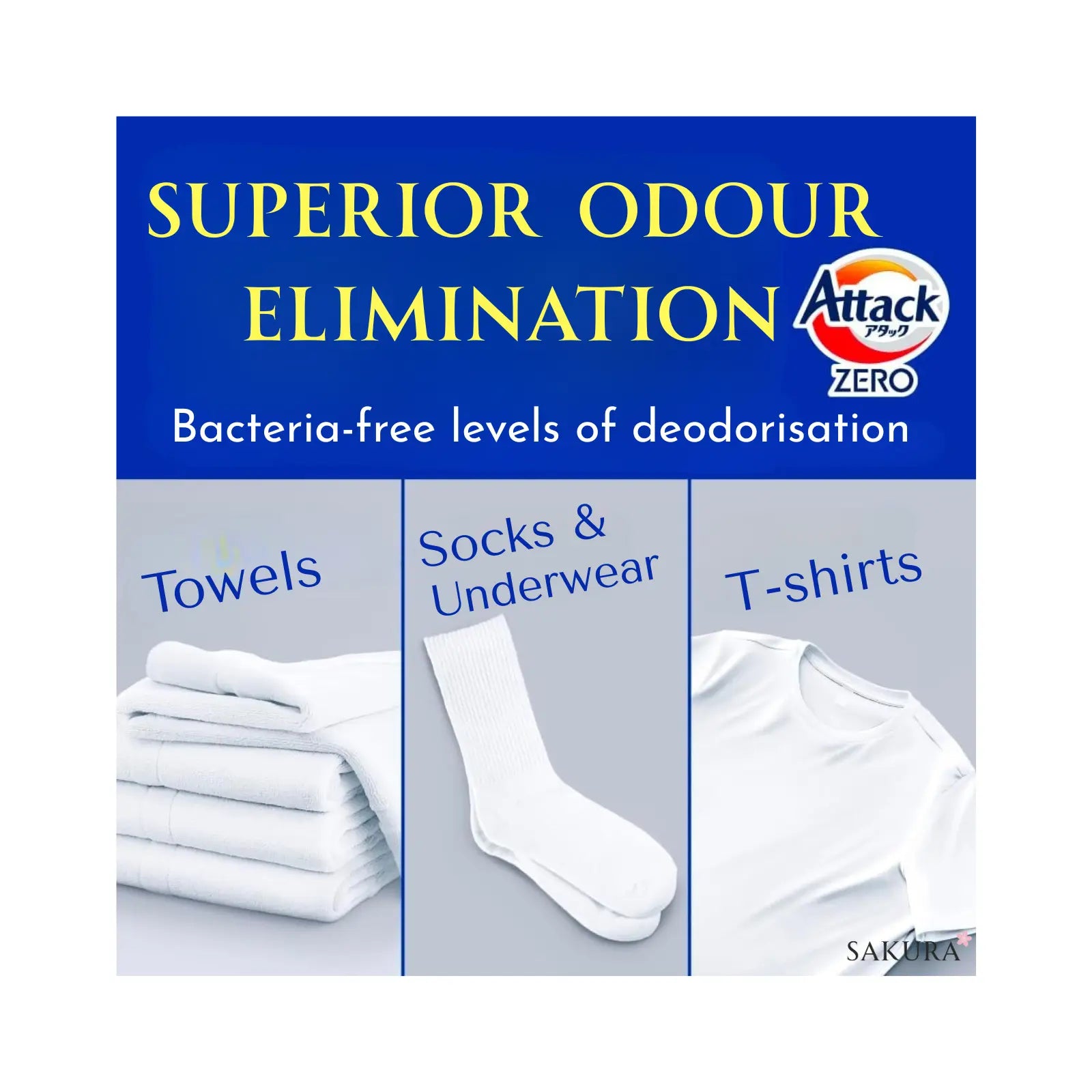 Kao Attack ZERO Antibacterial & Deodorising Concentrated Laundry Detergent One-Hand Type 400g & 1140g