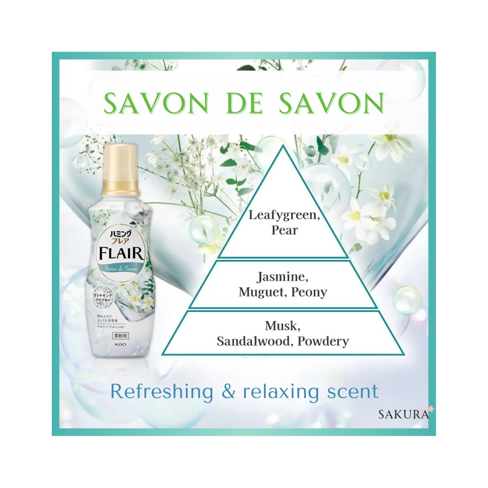 Kao Flair Fragrance Fabric Softener - Savon de Savon 520ml