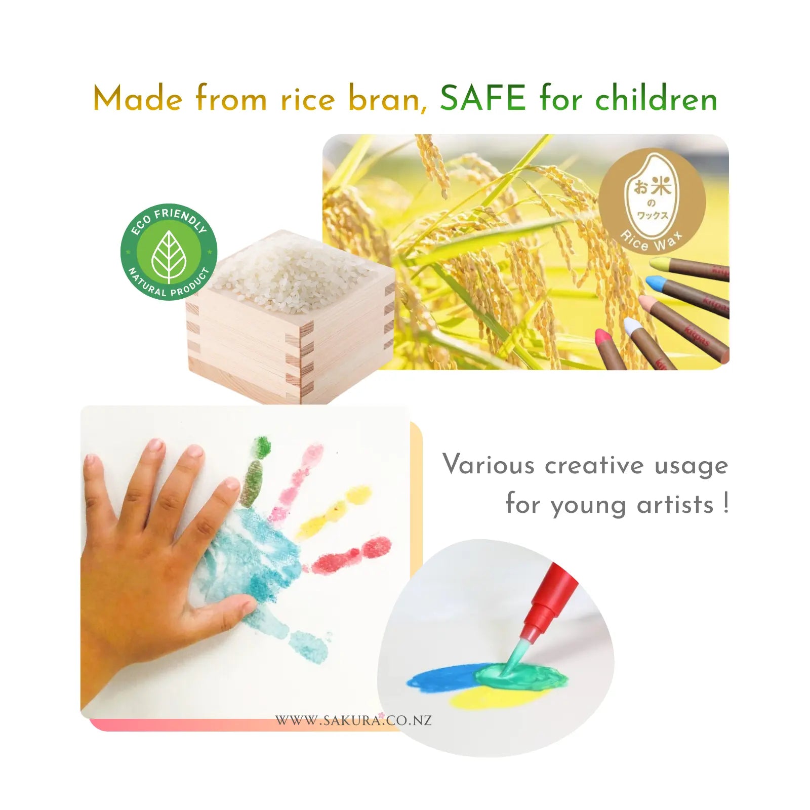 Kitpas Rice Bran Multi-Surface Art Crayons 12 colours