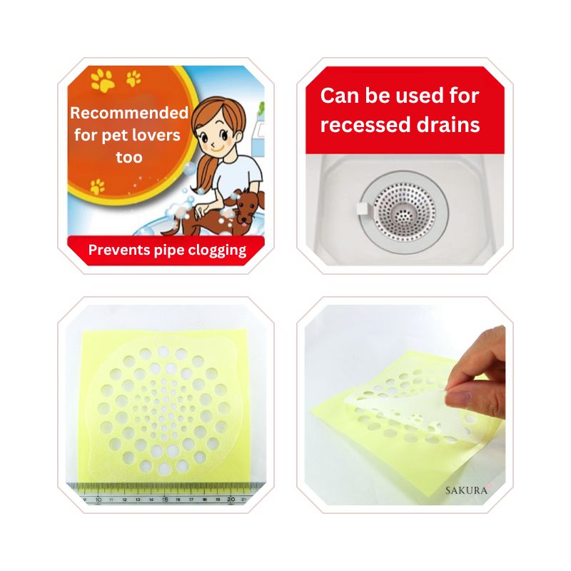 Kobayashi Hair Catching Sticker for Bathroom Drain 16pcs