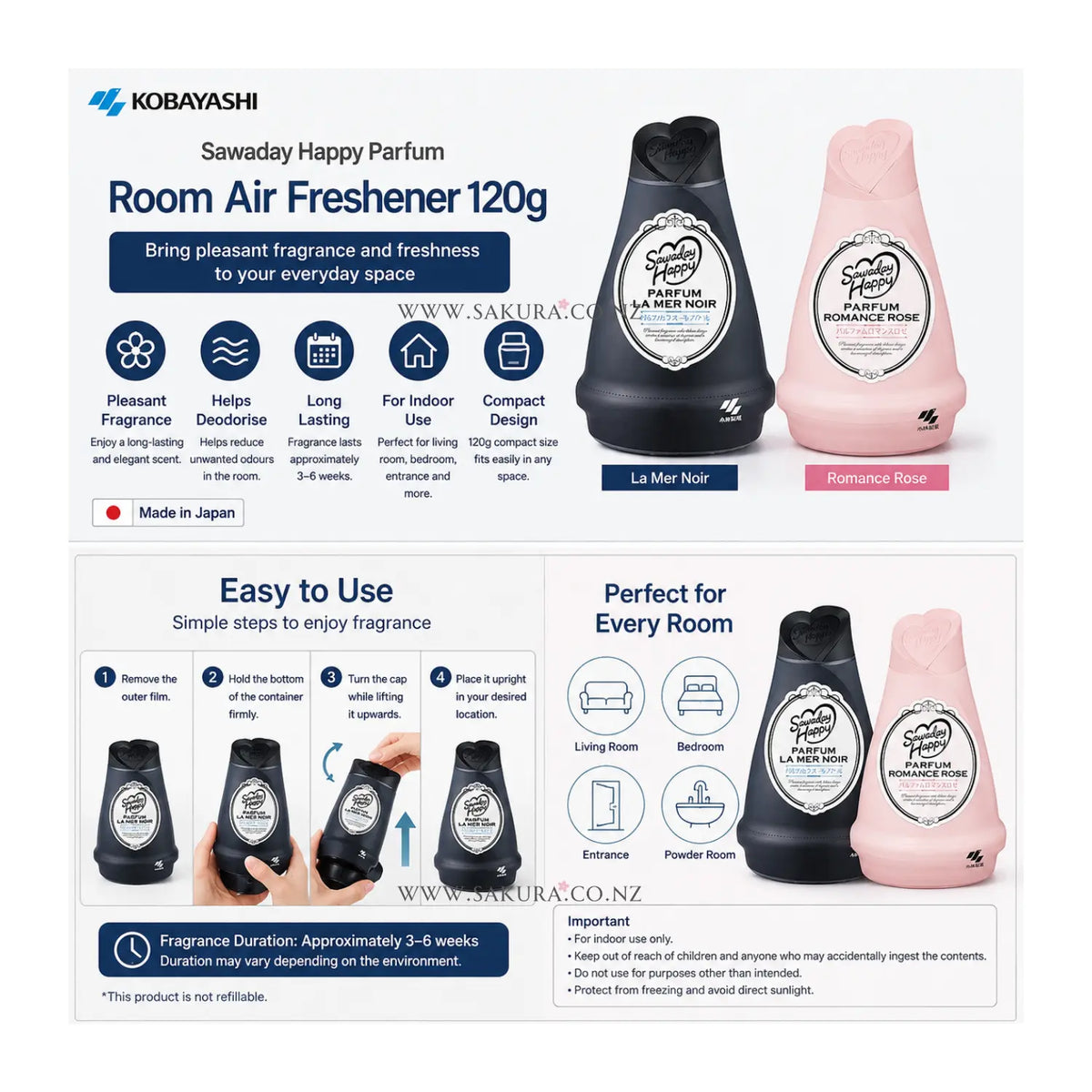 Kobayashi Sawaday Happy Parfum Room Air Freshener 120g