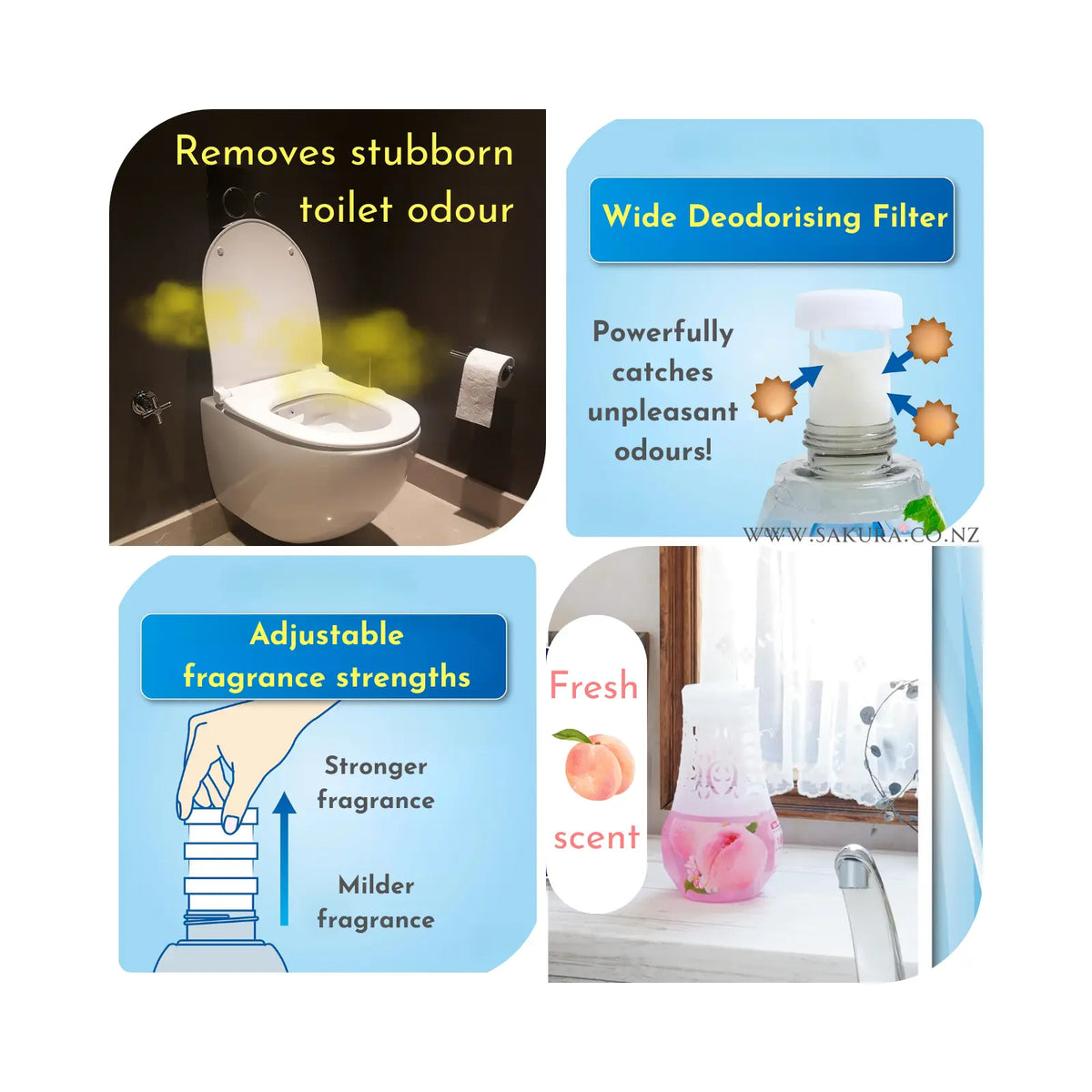 Kobayashi Bathroom Deodorising Air Freshener 400ml - Fresh White Peach Scent