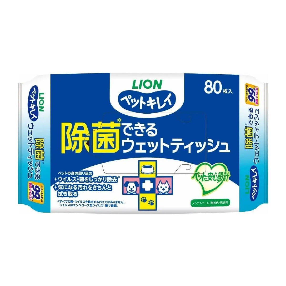 LION PETKISS Pet and Pet Items Cleaning Wet Wipes 80 Sheets