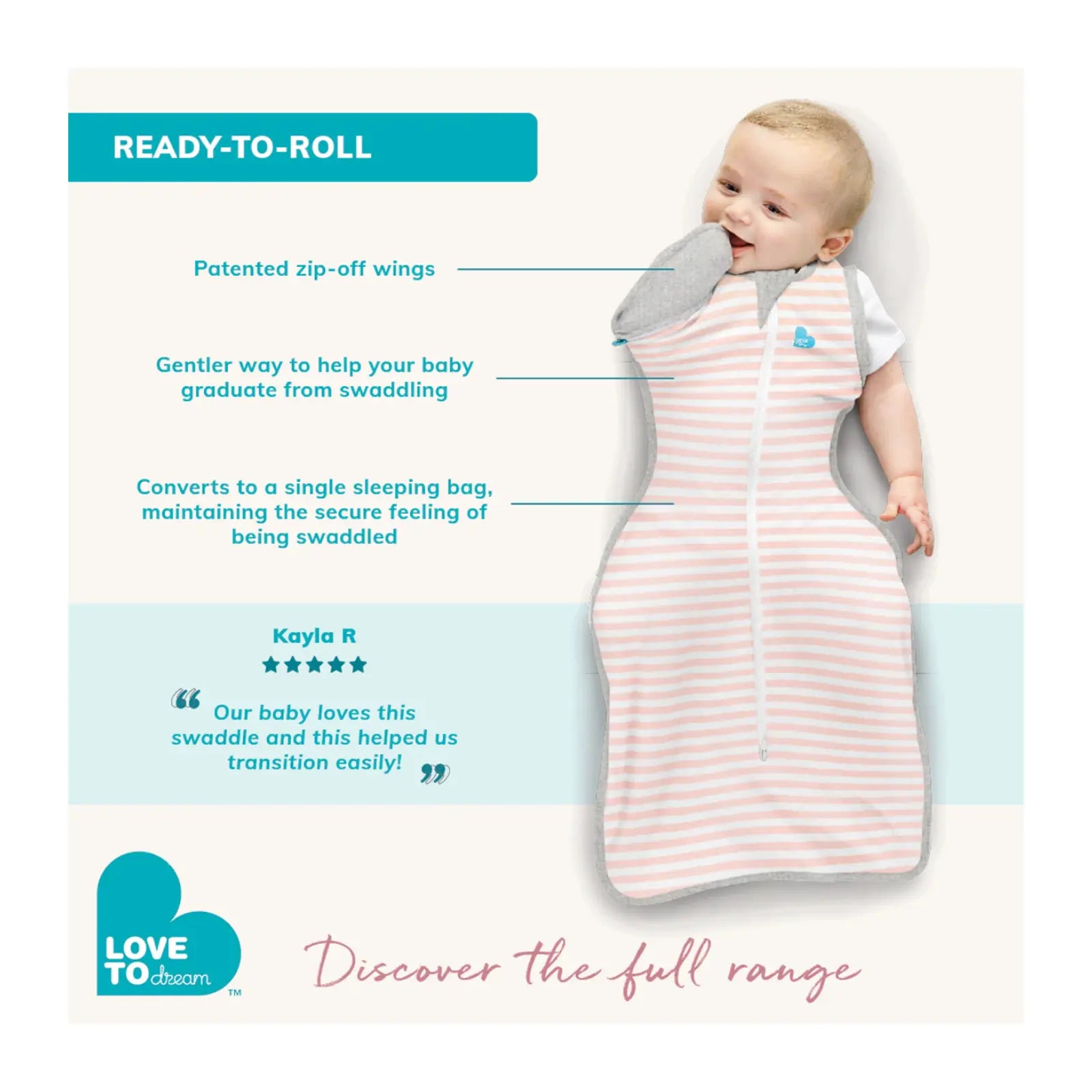 Love To Dream Stage 2 Baby Swaddle Up 0.2 Tog-Transition Bag Bamboo Lite-You are My White