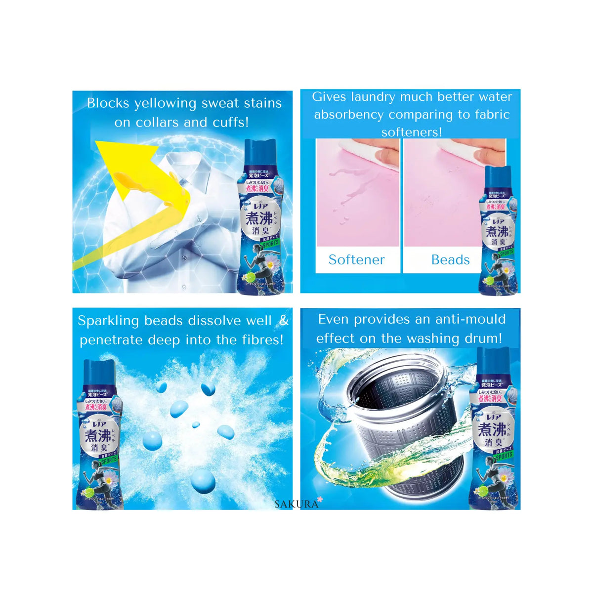 P&G Lenor Super Deodorising Laundry Beads SPORTS - Cool Refresh & Citrus Scent