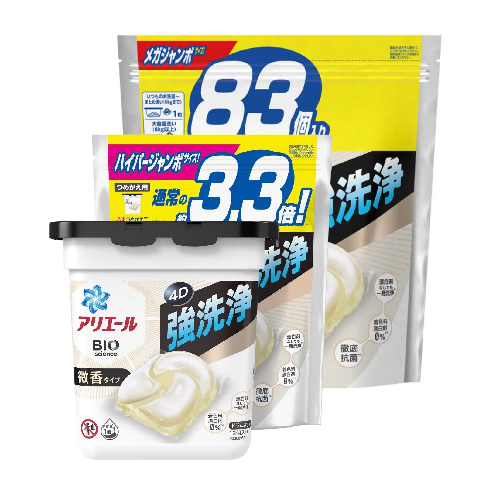 Introducing P&G Ariel Antibacterial Laundry Capsules 4D Gel Ball. Tackle tough stains and odours effortlessly with powerful detergent and deodorising tech. Antibacterial formula prevents mould growing in the washing machine. Just add 1 capsule for easy laundry. Suitable for top & front loaders. Slightly Scented WHITE