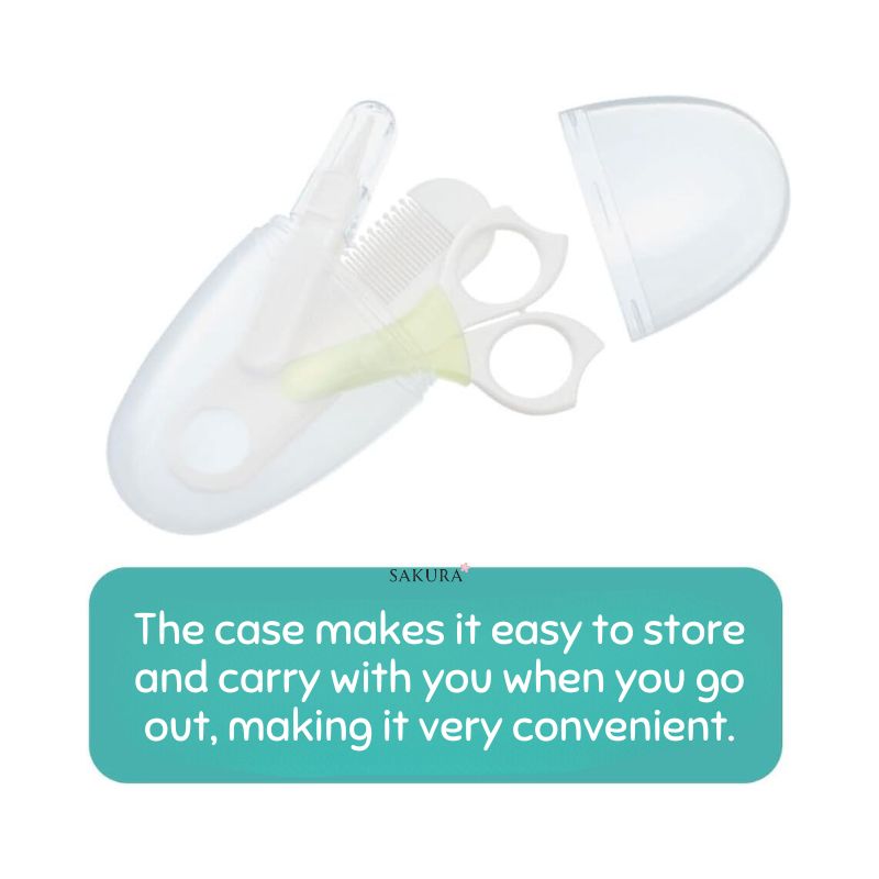 Pigeon 贝亲 婴儿护理套装指甲剪、梳子和镊子带盒(3 个月以上)