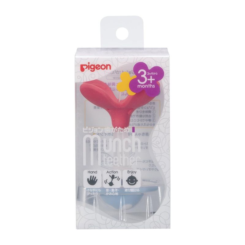 Pigeon Baby Teether Bell (3months+) Peach Clover Flower