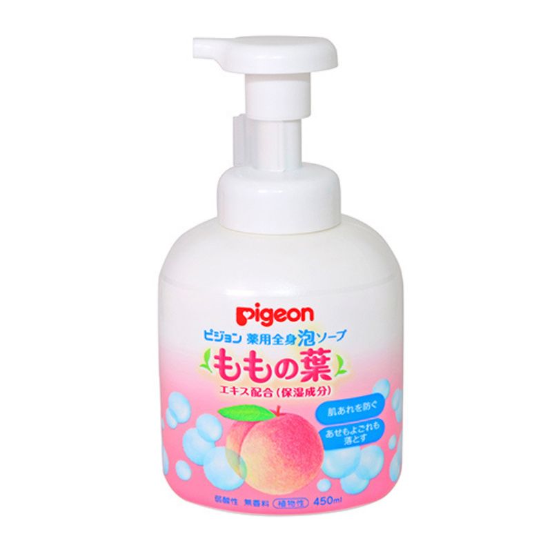 Pigeon Peach Leaf Baby Foam Shampoo & Body Wash - Unscented 450ml