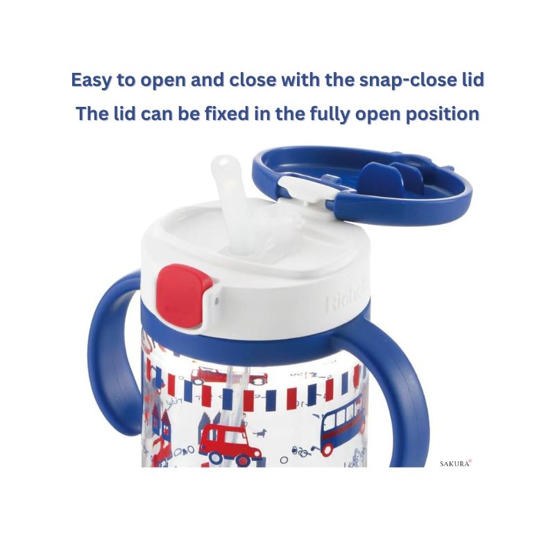 Richell Aqulea Straw Sippy Cup (7months+) Navy Blue 320ml