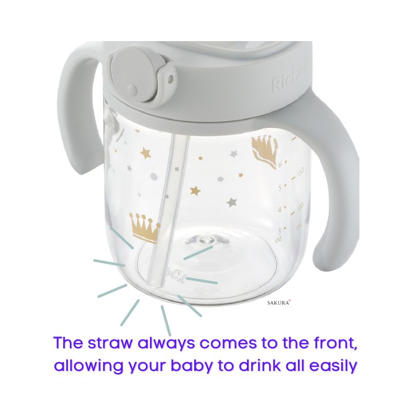 Richell Axstars Straw Sippy Cup (7months+) Light Grey 200ml / 320ml