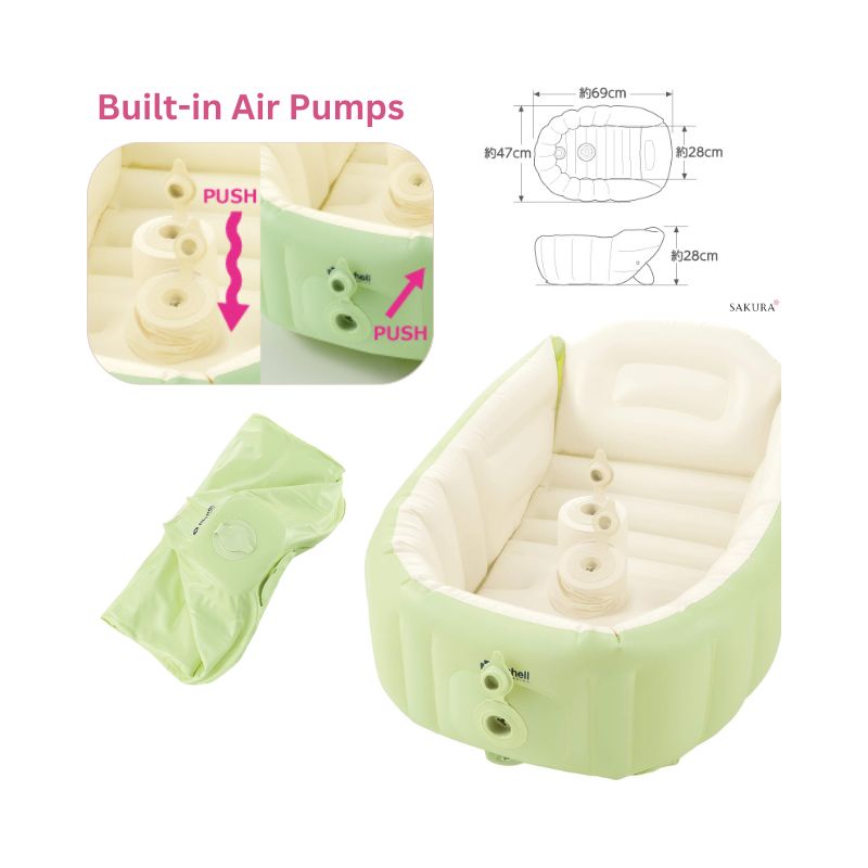 Richell Inflatable Baby Bath Plus (0-6months) Green