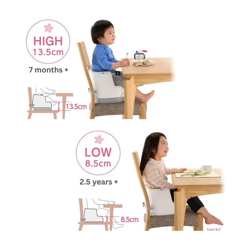 Richell 2-in-1 Portable Antibacterial Baby Seat (7months-5years) White