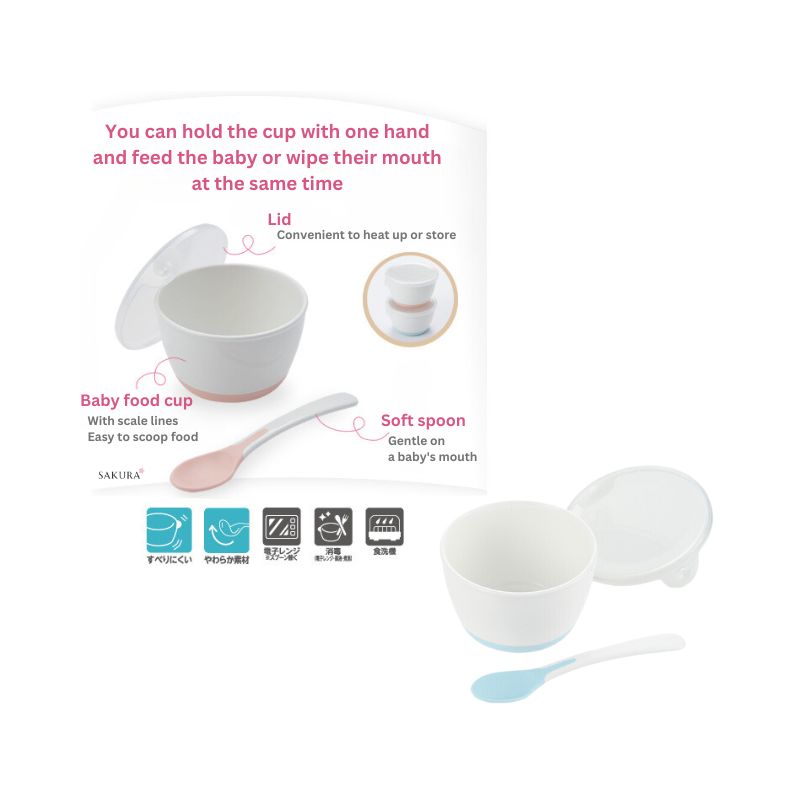 Richell TLI Baby Food Cups with Lids & Spoons