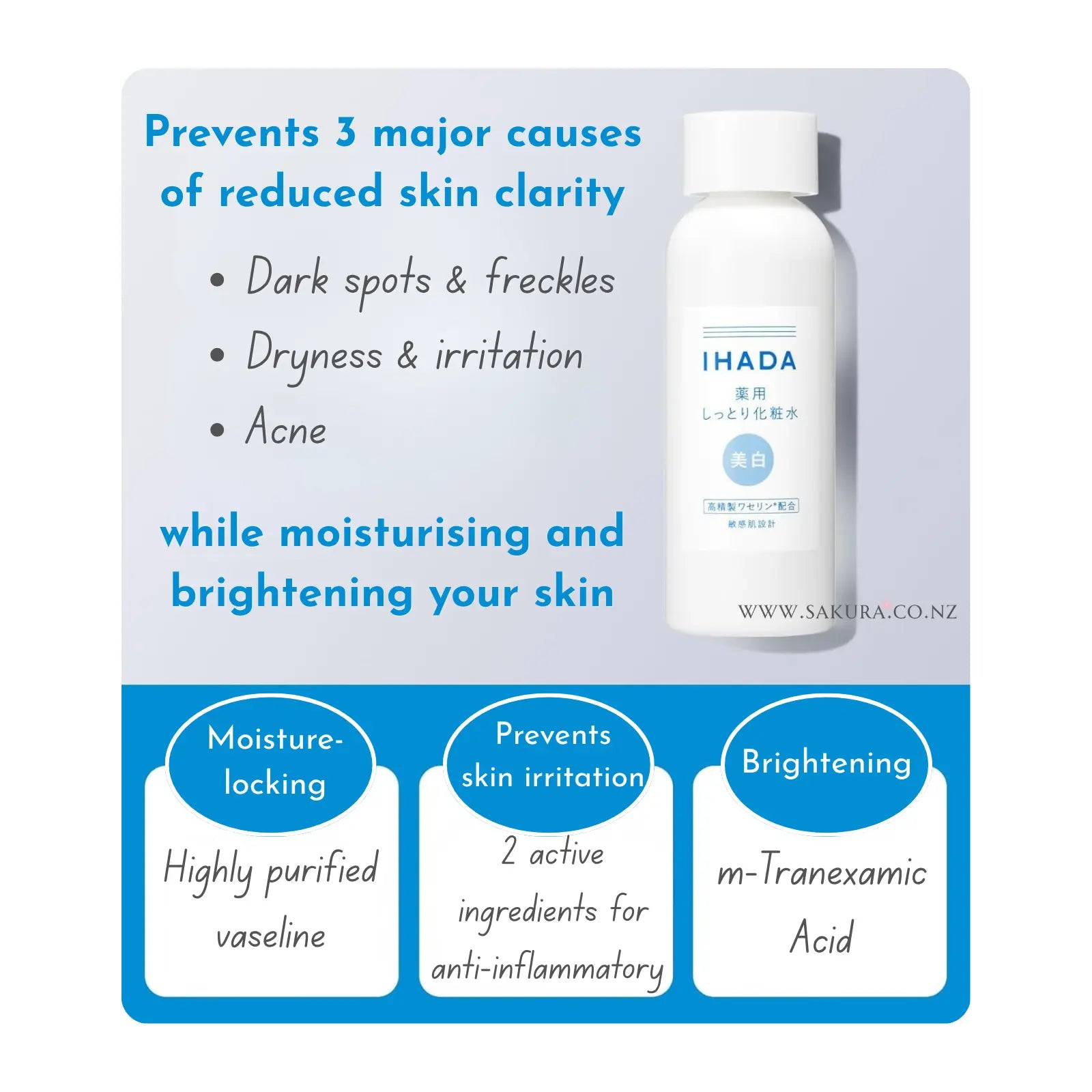 【Preorder】Shiseido IHADA Moisturising Clear Lotion (Brightening & Acne Care) 180ml