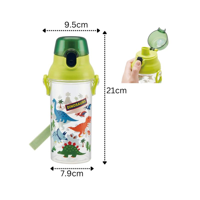 Skater Kids Clear Drink Bottle with Strap - Dinosaurs 480ml