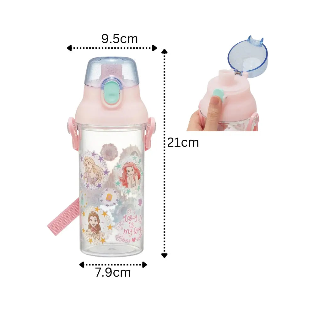 Skater Kids Clear Drink Bottle with strap - Pink 480ml