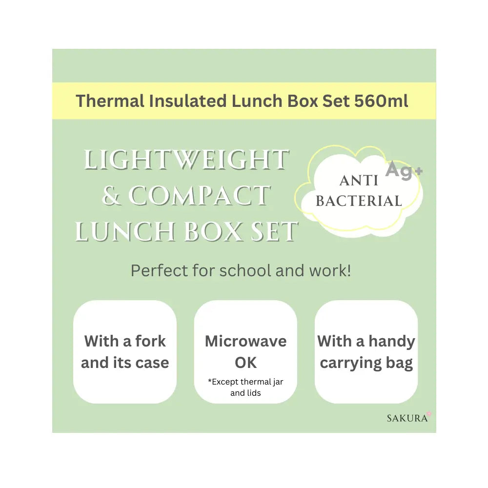 Skater Thermal Insulated Lunch Box Set with Fork &amp; Bag 560ml