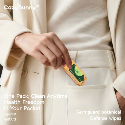 Cozy Bunny GermGuard (0% Alchohol) Botanical Defense Wipes 6pcs