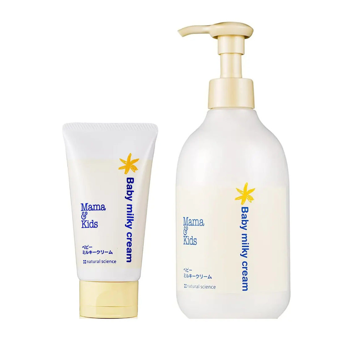 Mama &amp; Kids Baby Milky Cream is a rich, gentle moisturiser for newborns and delicate skin. Inspired by vernix, it combines ceramides, phospholipids and amino-acid moisturising ingredients to help lock in moisture and support the skin barrier. Fragrance-free, colourant-free and mineral oil-free. Made in Japan