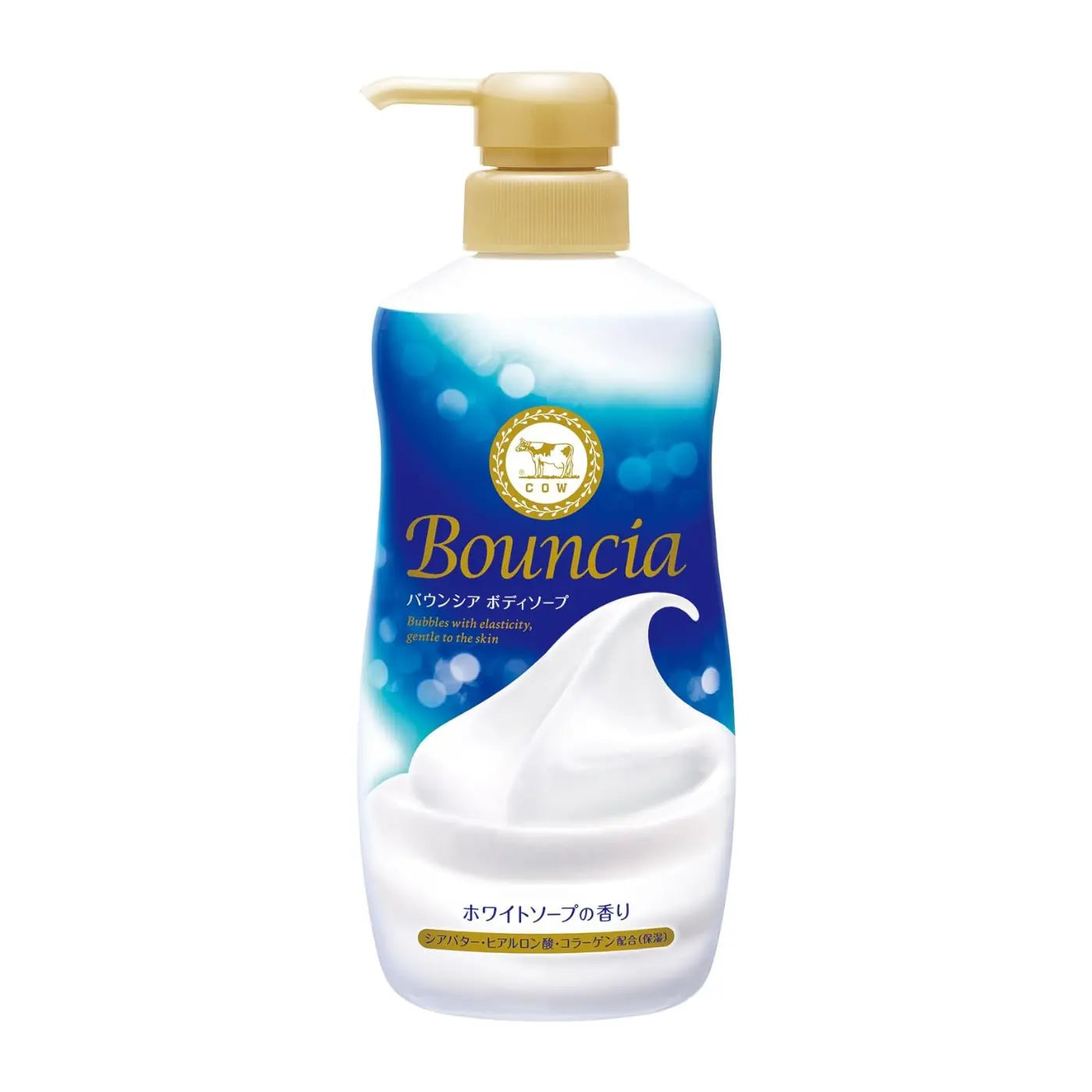 COW Bouncia Moisturising Body Wash creates a rich, creamy lather that deeply hydrates while cleansing. The Extra Rich Foam formula gently removes impurities without scrubbing. Infused with shea butter, hyaluronic acid, and collagen for smooth, soft skin. Enjoy the refreshing White Soap scent. Refill available