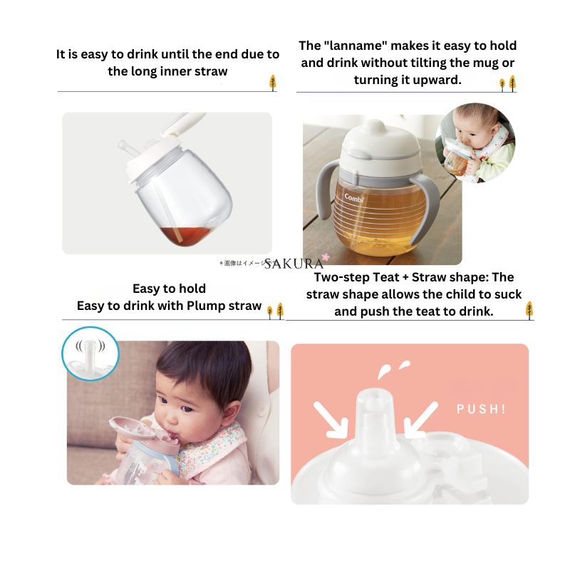 Combi LakuMug First Straw Training Sippy Cup (4months+) - Bubbles 240ml