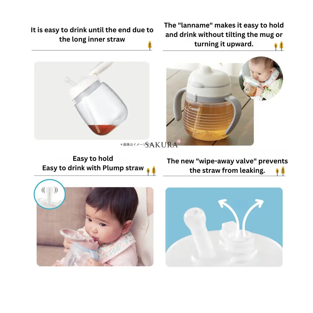 Combi LakuMug Leak-proof Training Sippy Cup with Straw (6months+) - Duck 340ml