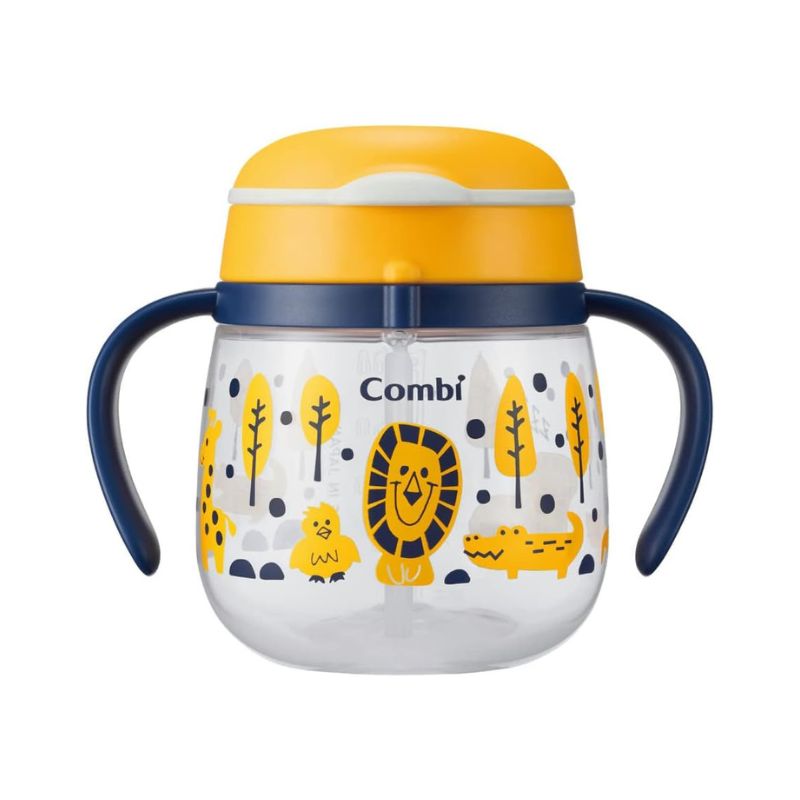 Combi LakuMug Leak-proof Training Sippy Cup with Straw (6 months+) - Lion 240ml