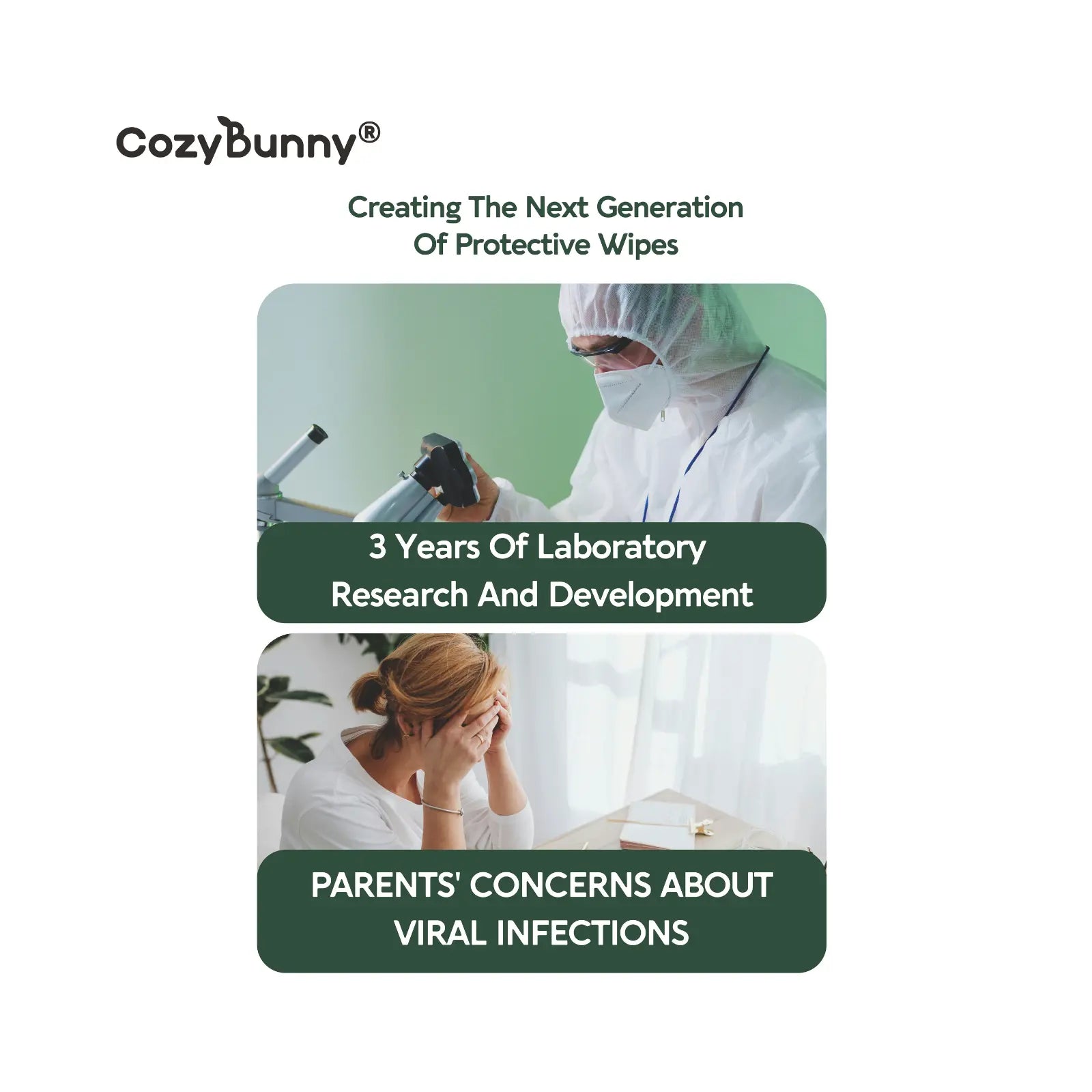 Cozy Bunny GermGuard (0% Alchohol) Botanical Defense Wipes 6pcs