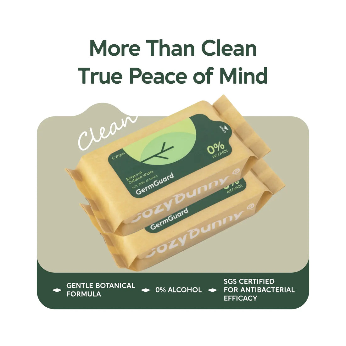 Cozy Bunny GermGuard (0% Alchohol) Botanical Defense Wipes 6pcs