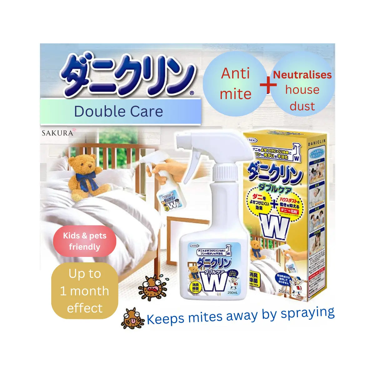 Daniclin Anti-mite Spray W Double Care 250ml