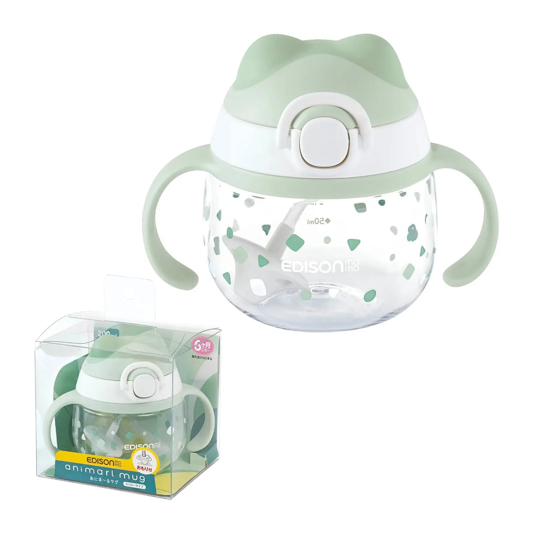 Edisonmama Animal Sippy Cup with Gravity Ball (6 months+) 200ml Green