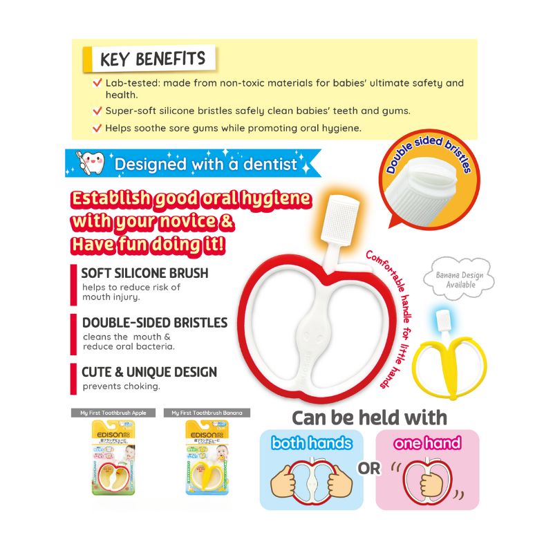 Edison My First Silicon Baby Toothbrush (6months+) Banana