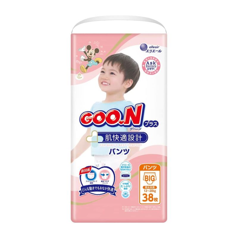 GOON Plus Premium Sensitive Skin Nappies JAPAN Pants XL (12-20kg) 38pcs