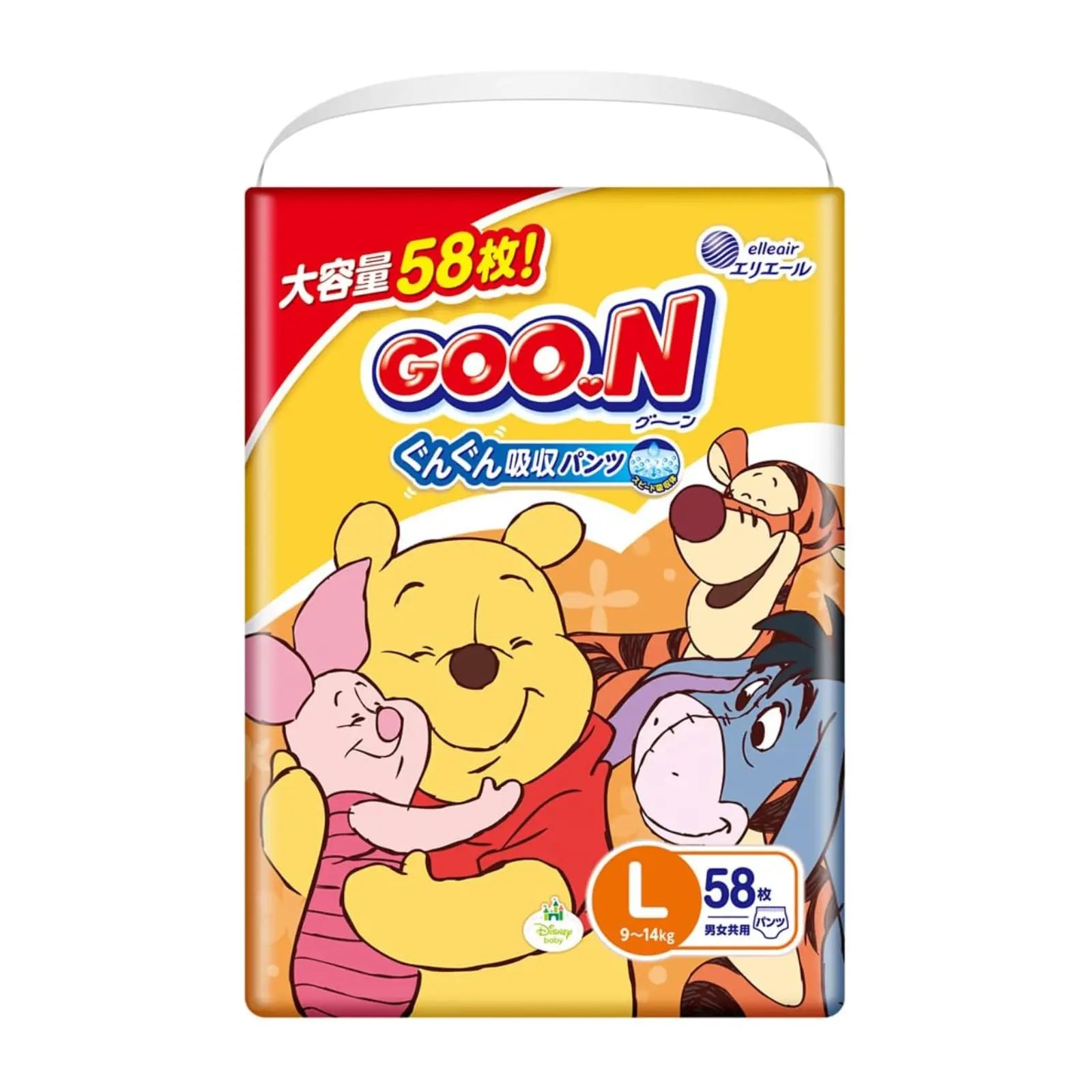 GOO.N 大王日本版 快速吸收+超透气 拉拉裤 L码（9–14kg）58片