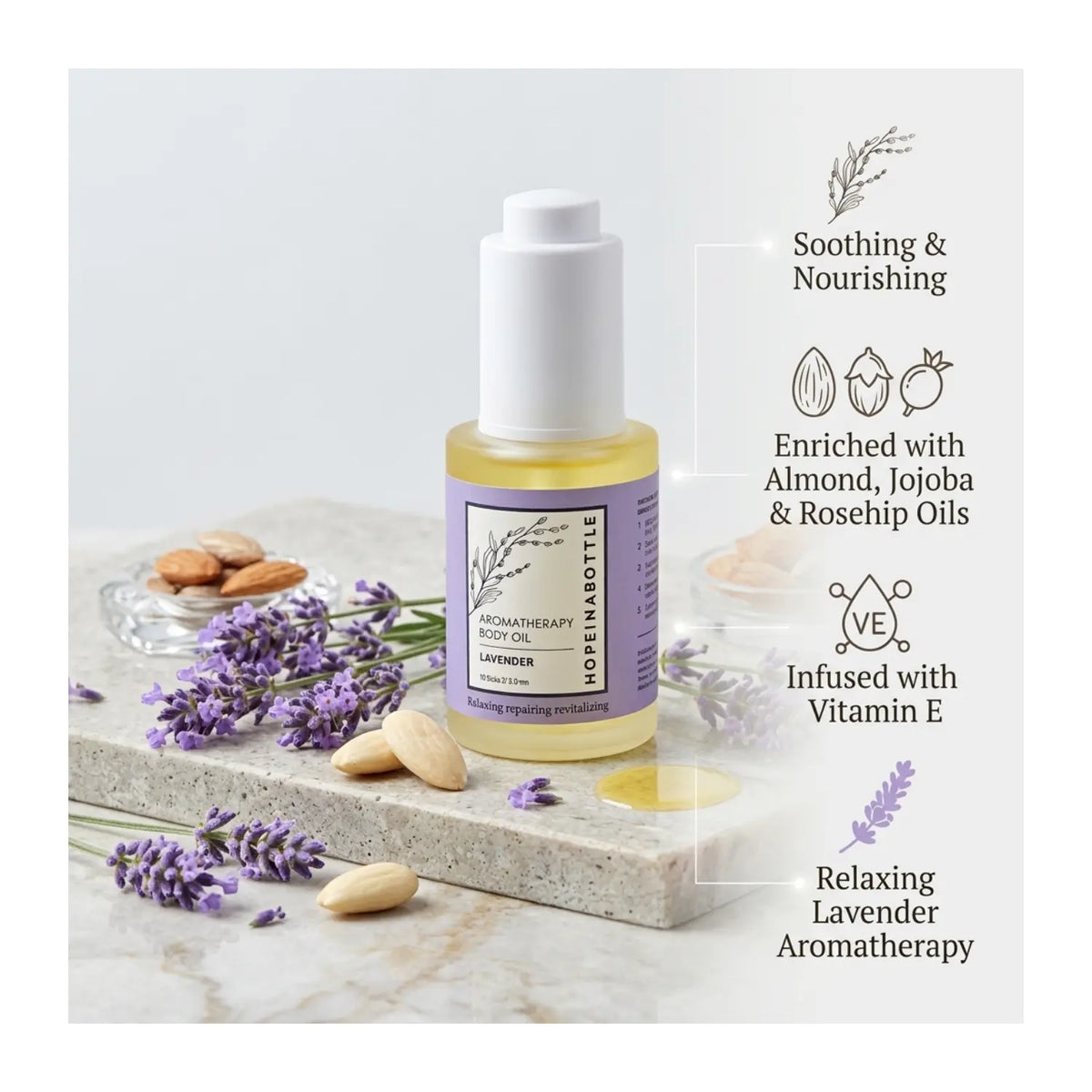 HOPE IN A BOTTLE アロマセラピー ボディオイル – ラベンダー 30ml