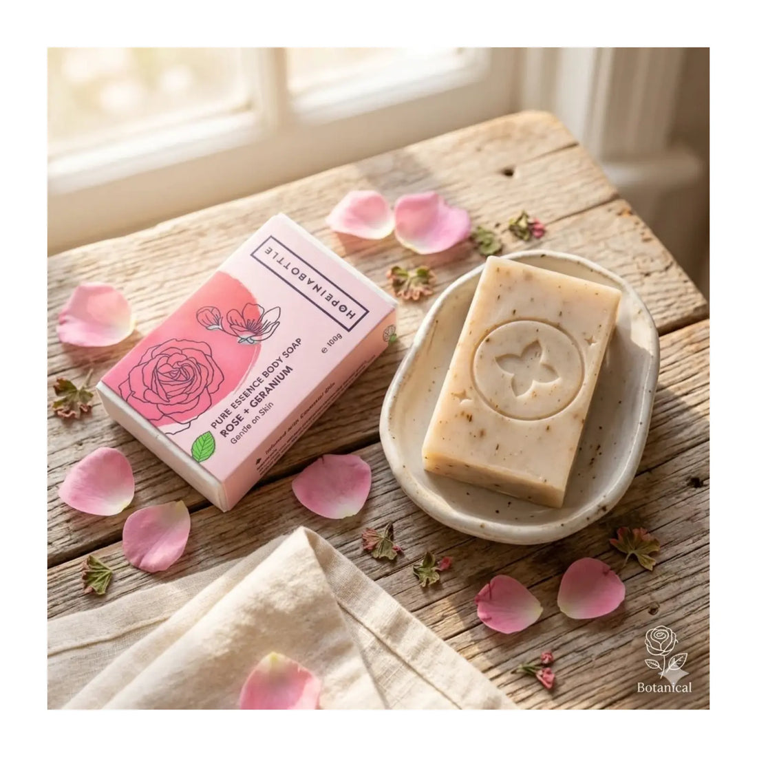 HOPE IN A BOTTLE Pure Essence Body Soap Rose + Geranium - 100g