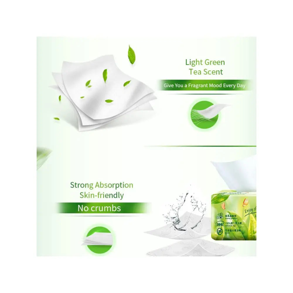 Hearttex GreenTea 2-PLY Facial Tissues-Green Tea Scent 150 Sheets