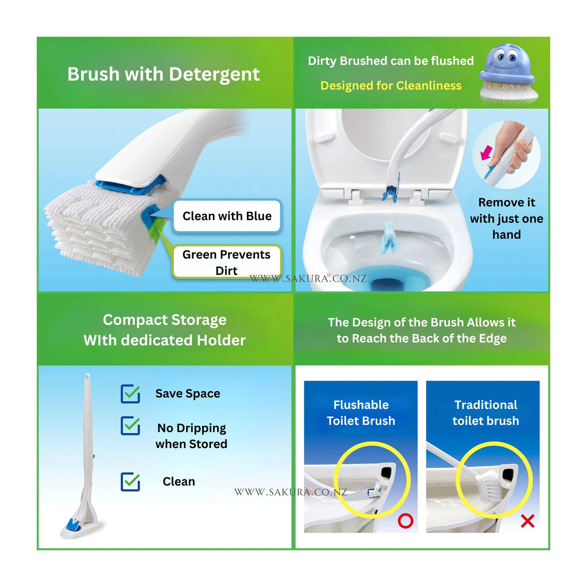 Johnson Scrubbing Bubbles Flushable Toilet Cleaning Brush Set / Replacement Brush