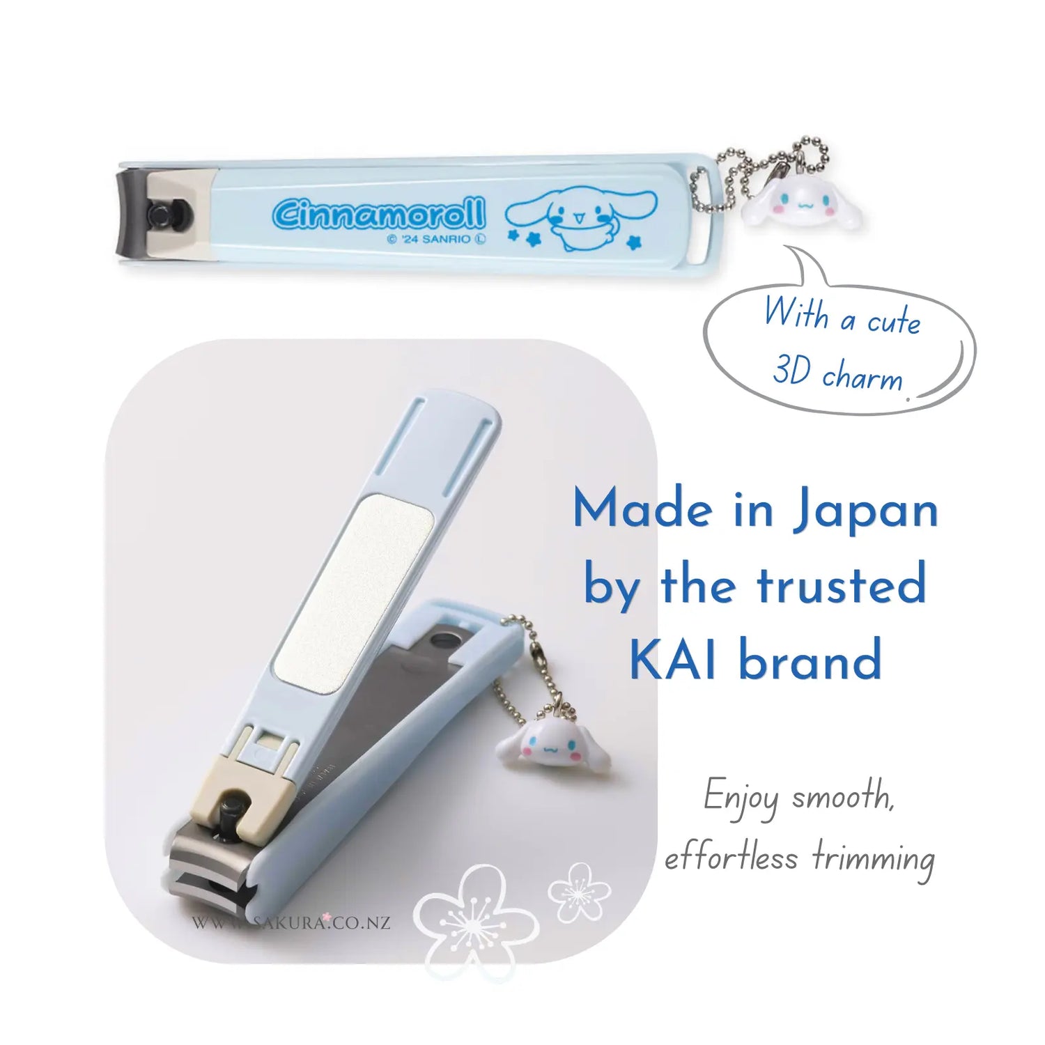 【Preorder】KAI New Standard Nail Clippers with Charm - Light Blue S / M