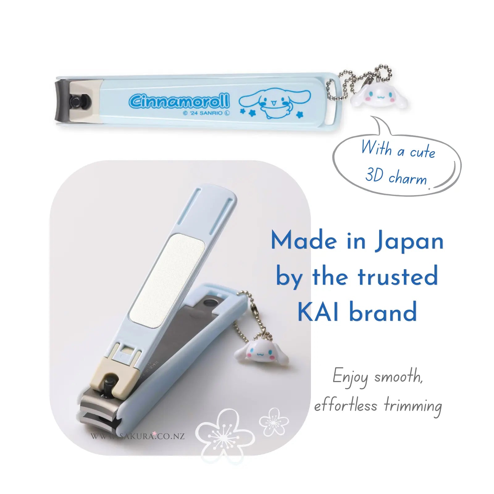 【Preorder】KAI New Standard Nail Clippers with Charm - Light Blue S / M