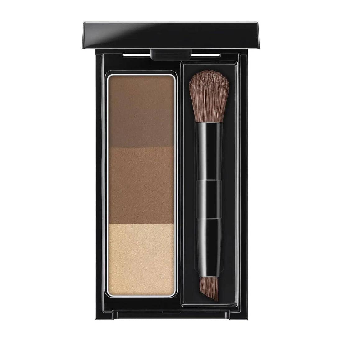Eyebrow powder palette with 3 blendable shades for natural, dimensional brows and subtle shading. Long-lasting matte formula with dual-ended brush for precise application and seamless blending.
