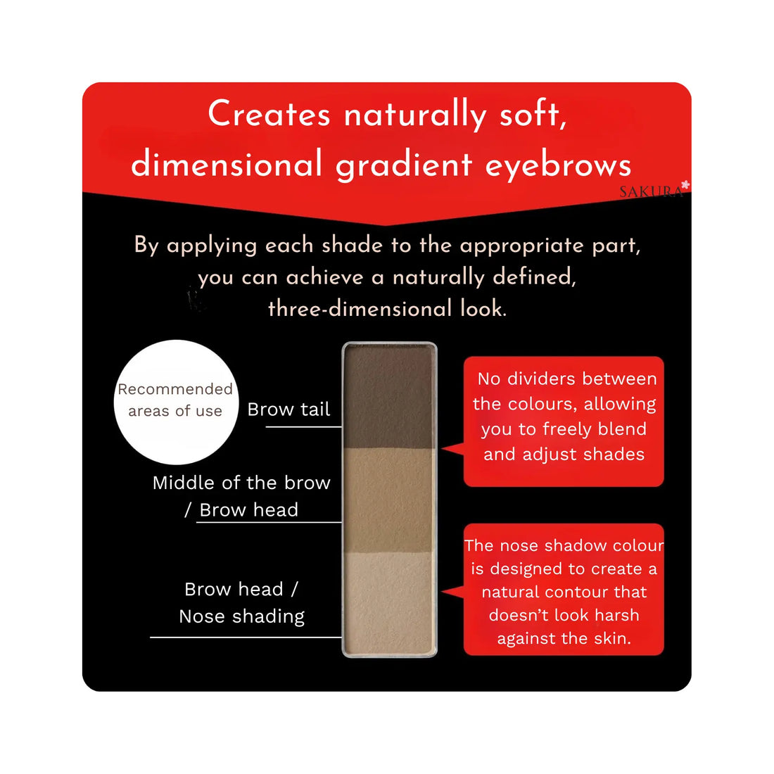 Kanebo KATE 3-colours Designing Eyebrow 3D Powder Palette - EX5 Brown