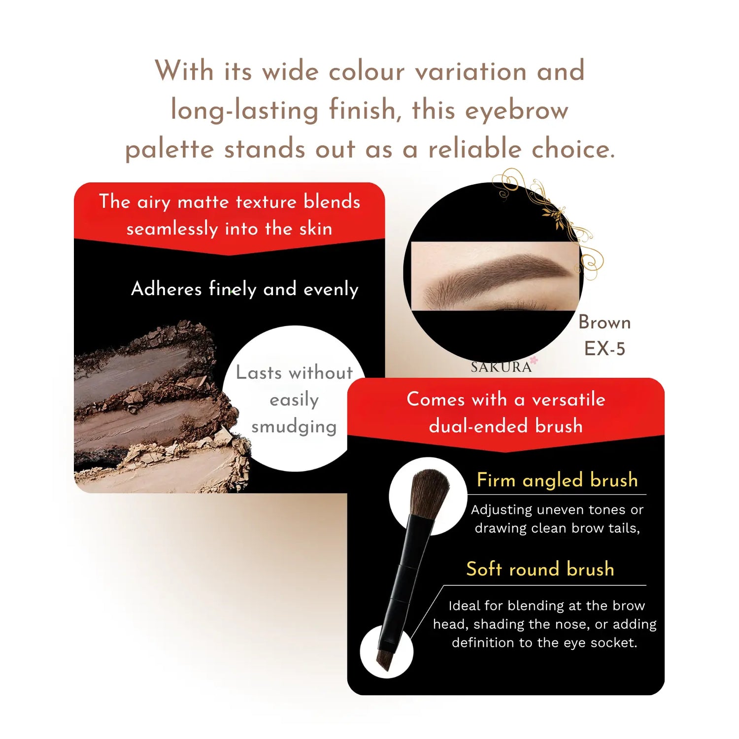 Kanebo KATE 3-colours Designing Eyebrow 3D Powder Palette - EX5 Brown